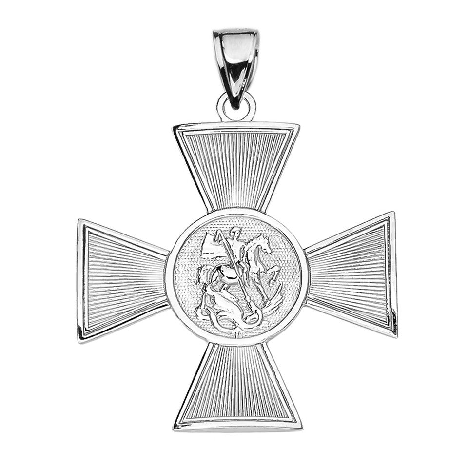Gold Saint George Russian Cross Pendant Necklace, view 5