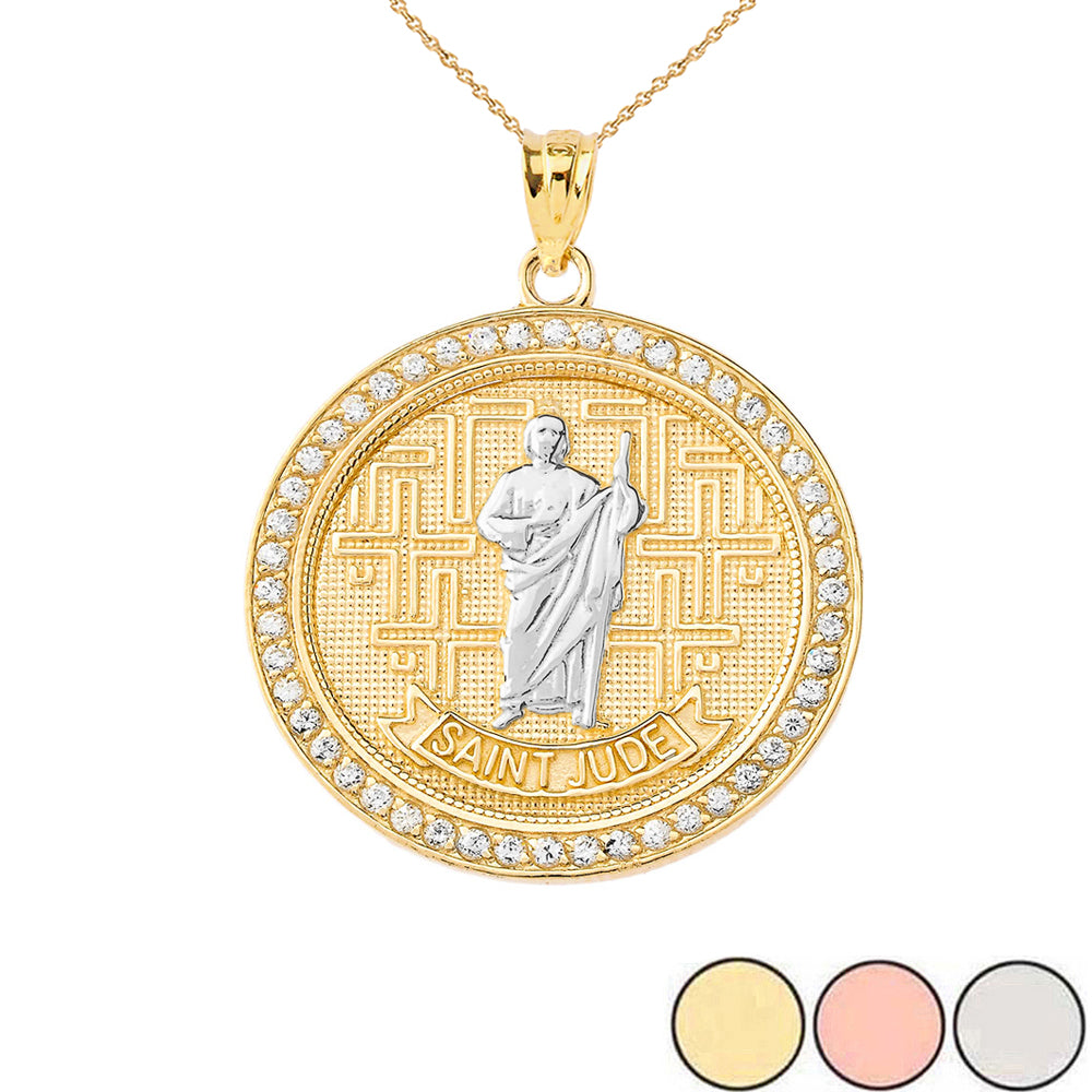 Gold Saint Jude Medallion Pendant Necklace