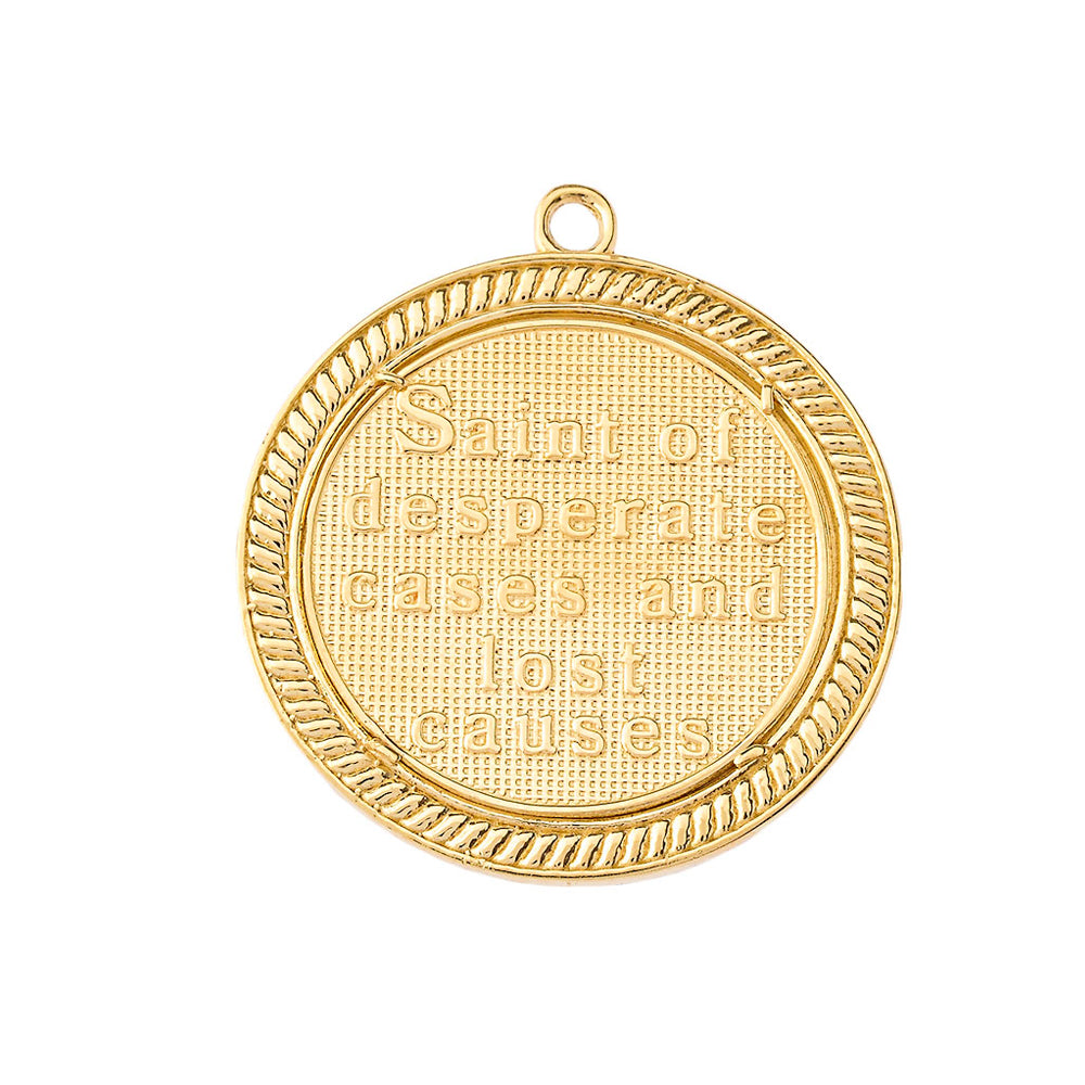 Gold Saint Jude Medallion Pendant Necklace, view 8