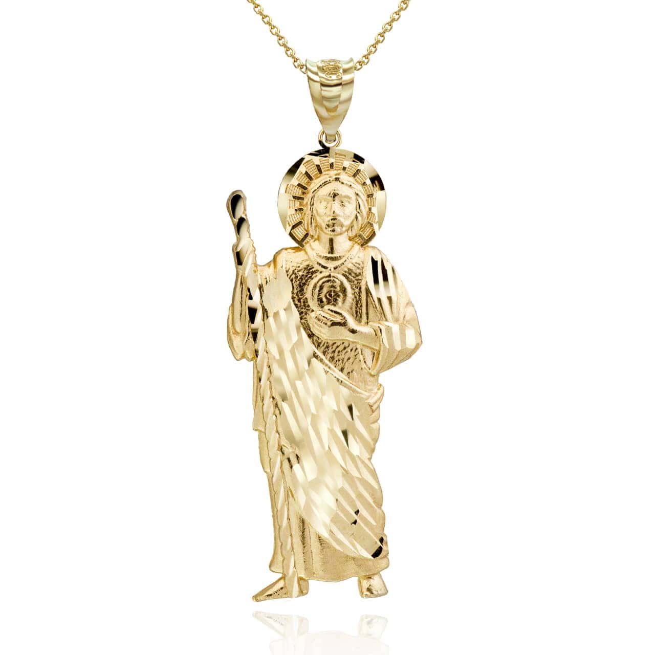 Gold Saint Jude Patron Saint of Hope (Medium 2") Pendant Necklace, view 5