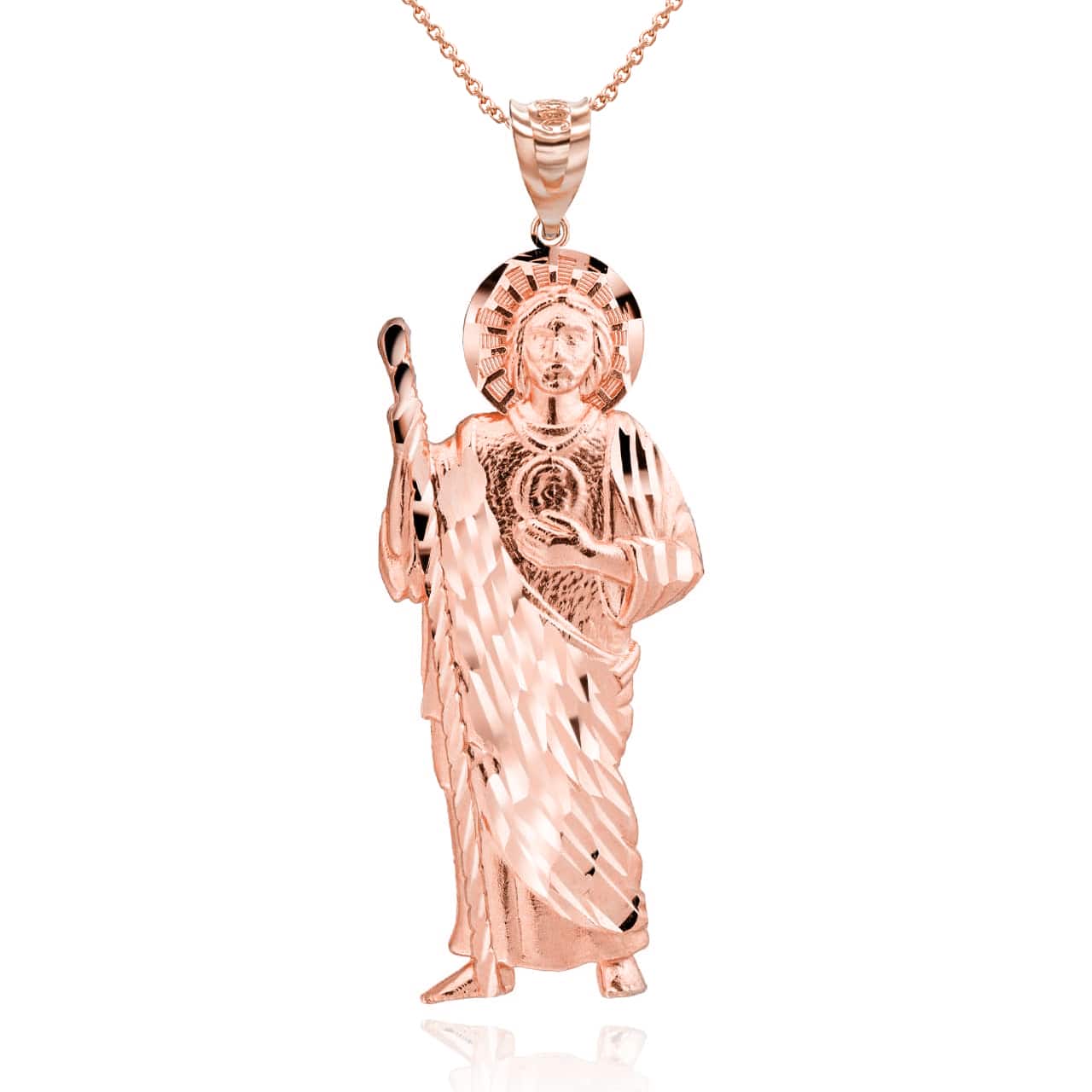 Gold Saint Jude Patron Saint of Hope (Medium 2") Pendant Necklace, view 7