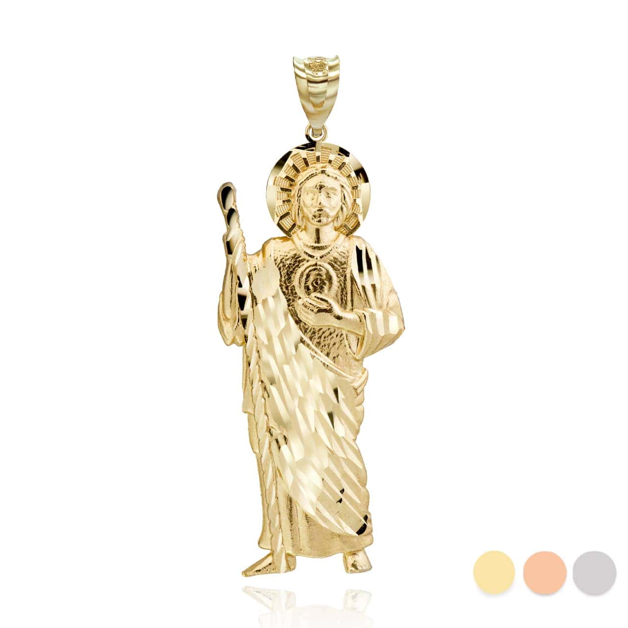 Gold Saint Jude Patron Saint of Hope (X-Large 3") Pendant Necklace