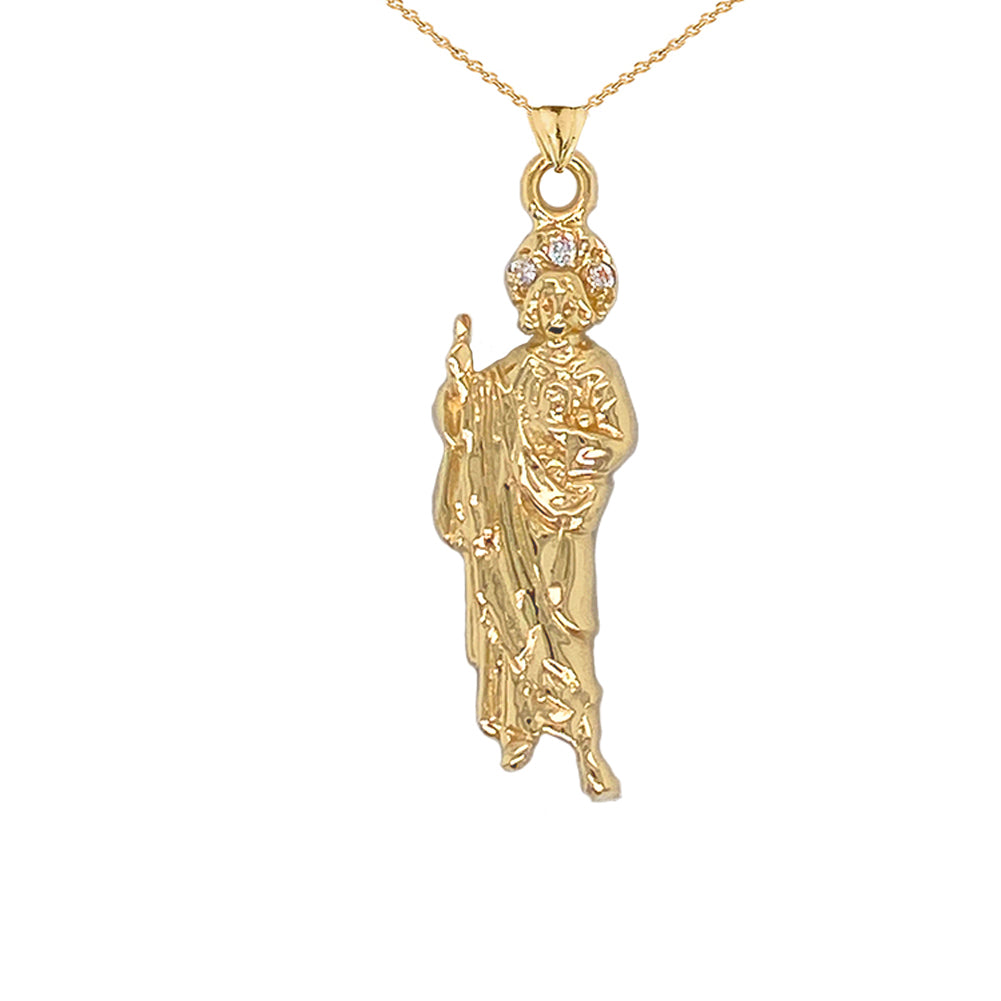 Gold Saint Jude Pendant Necklace, view 10