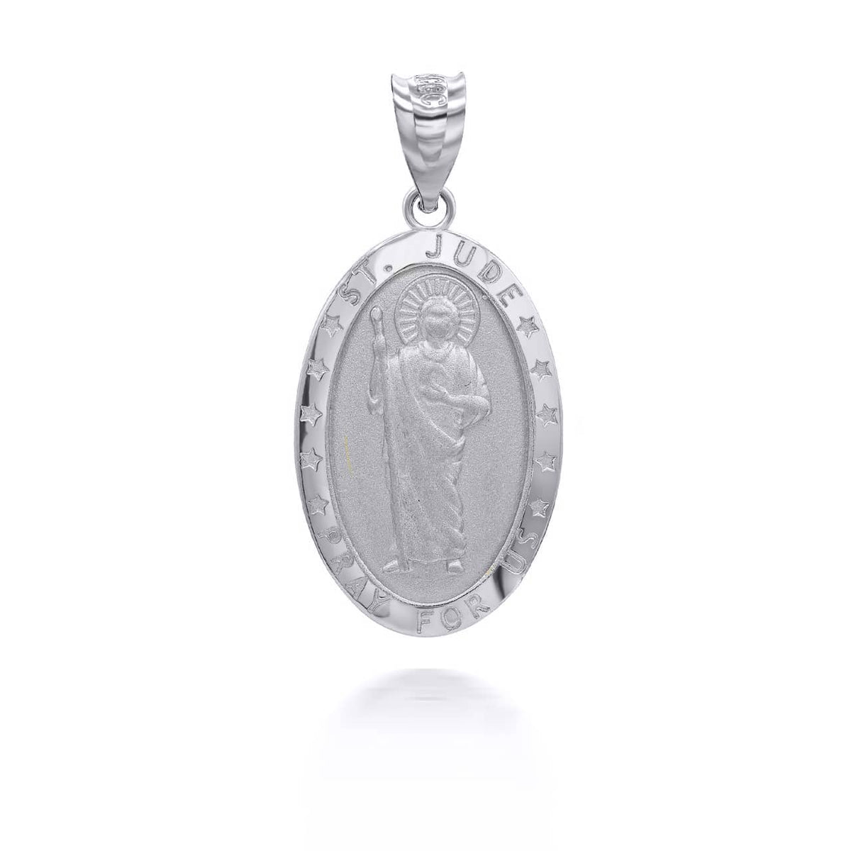 Gold Saint Jude Pray For Us Oval Pendant Necklace, view 6