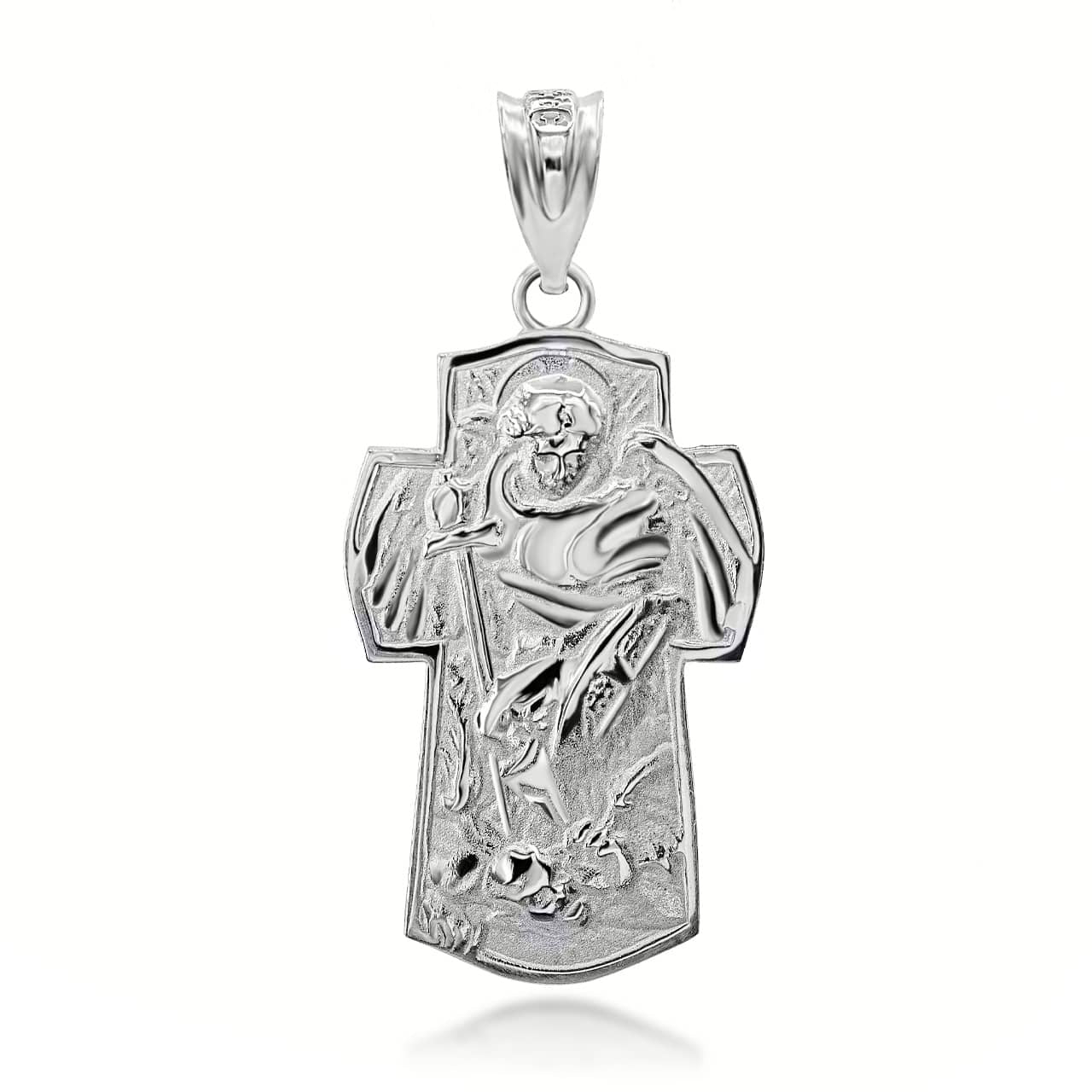 Gold Saint Michael Archangel Cross Charm Necklace, view 8