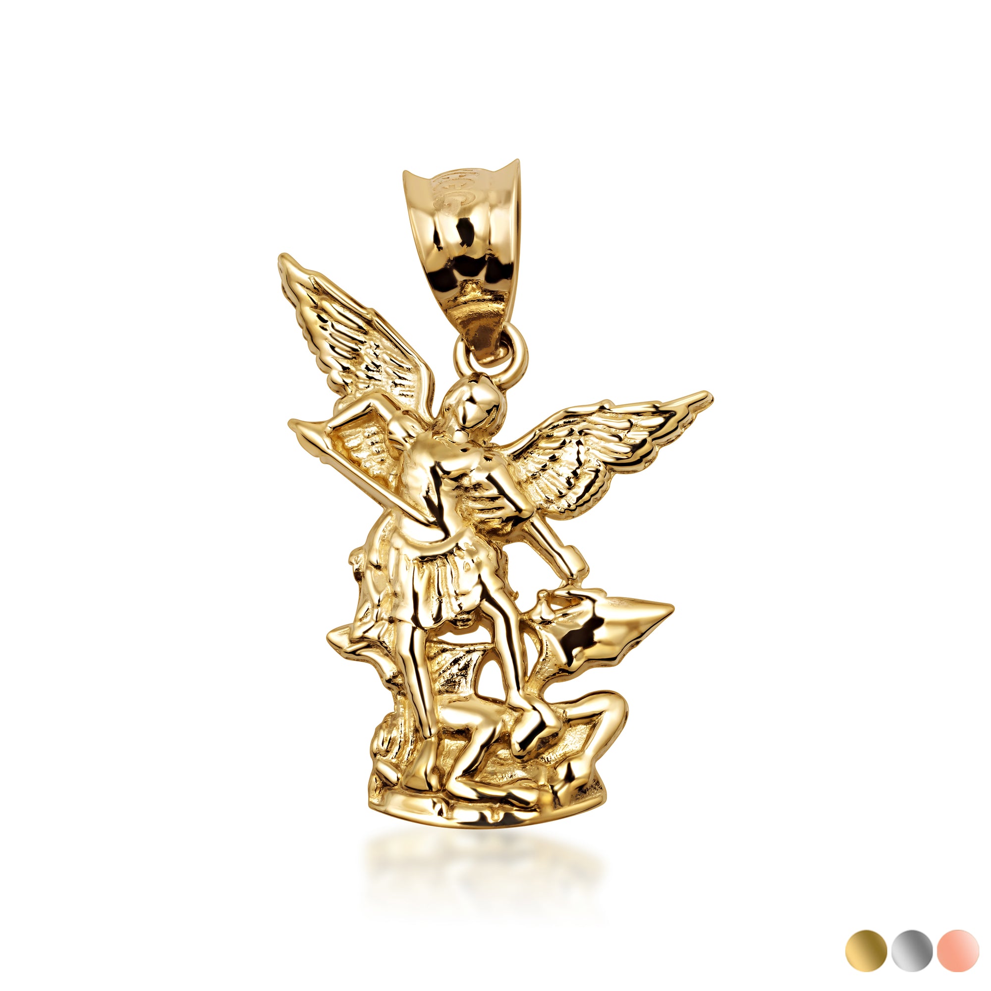 Gold Saint Michael Pendant Necklace