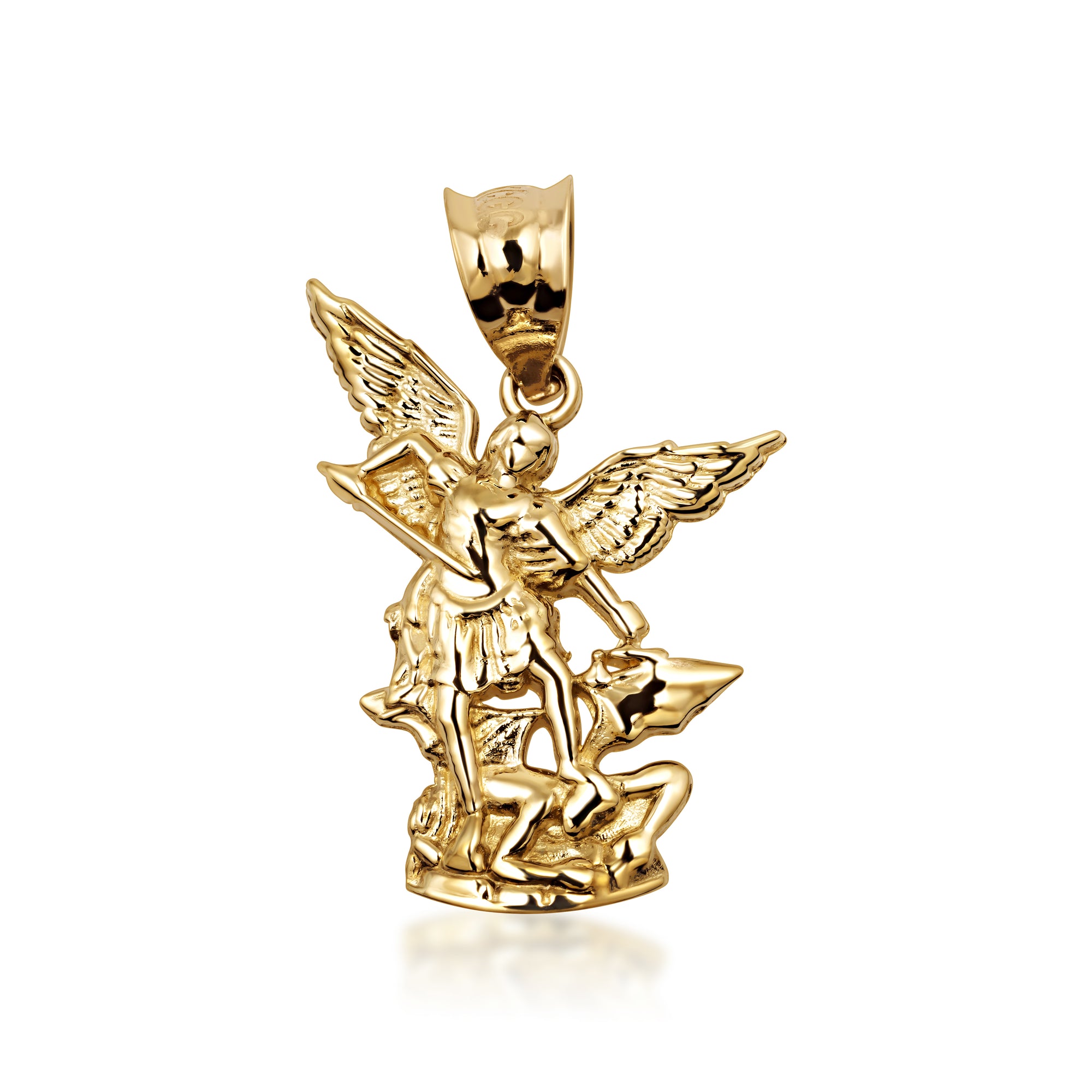 Gold Saint Michael Pendant Necklace, view 5