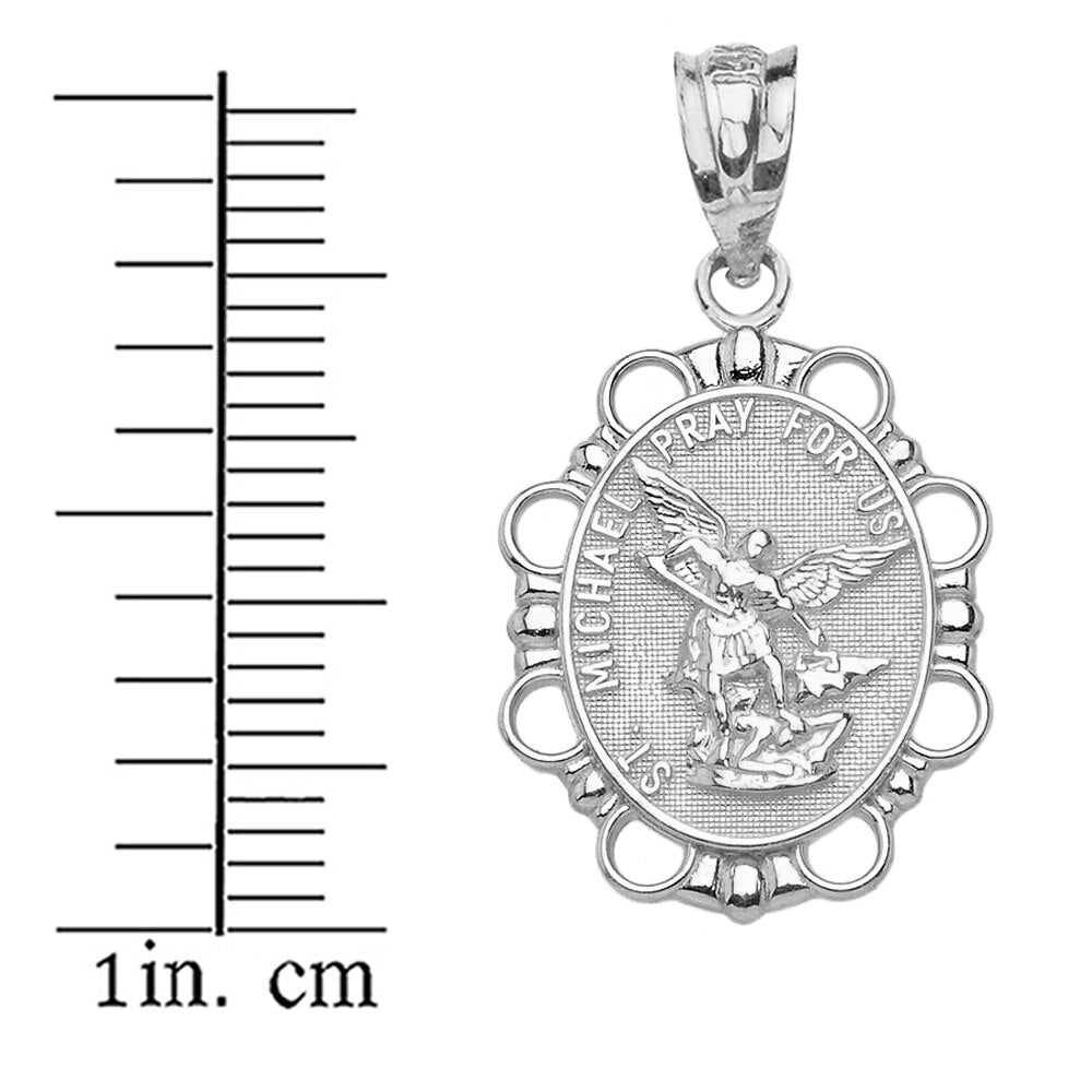 Gold Saint Michael Pendant Necklace in Solid, view 11
