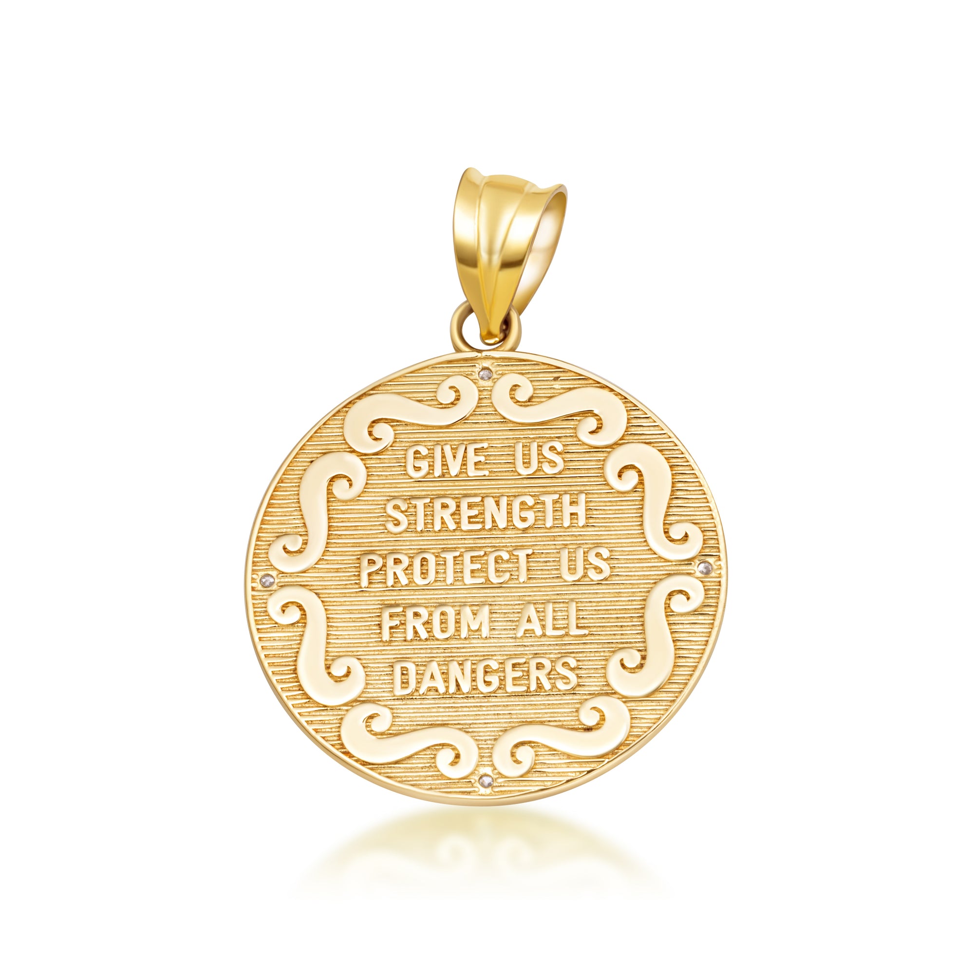 Gold Saint Michael Pendant Necklace with Diamonds, view 7