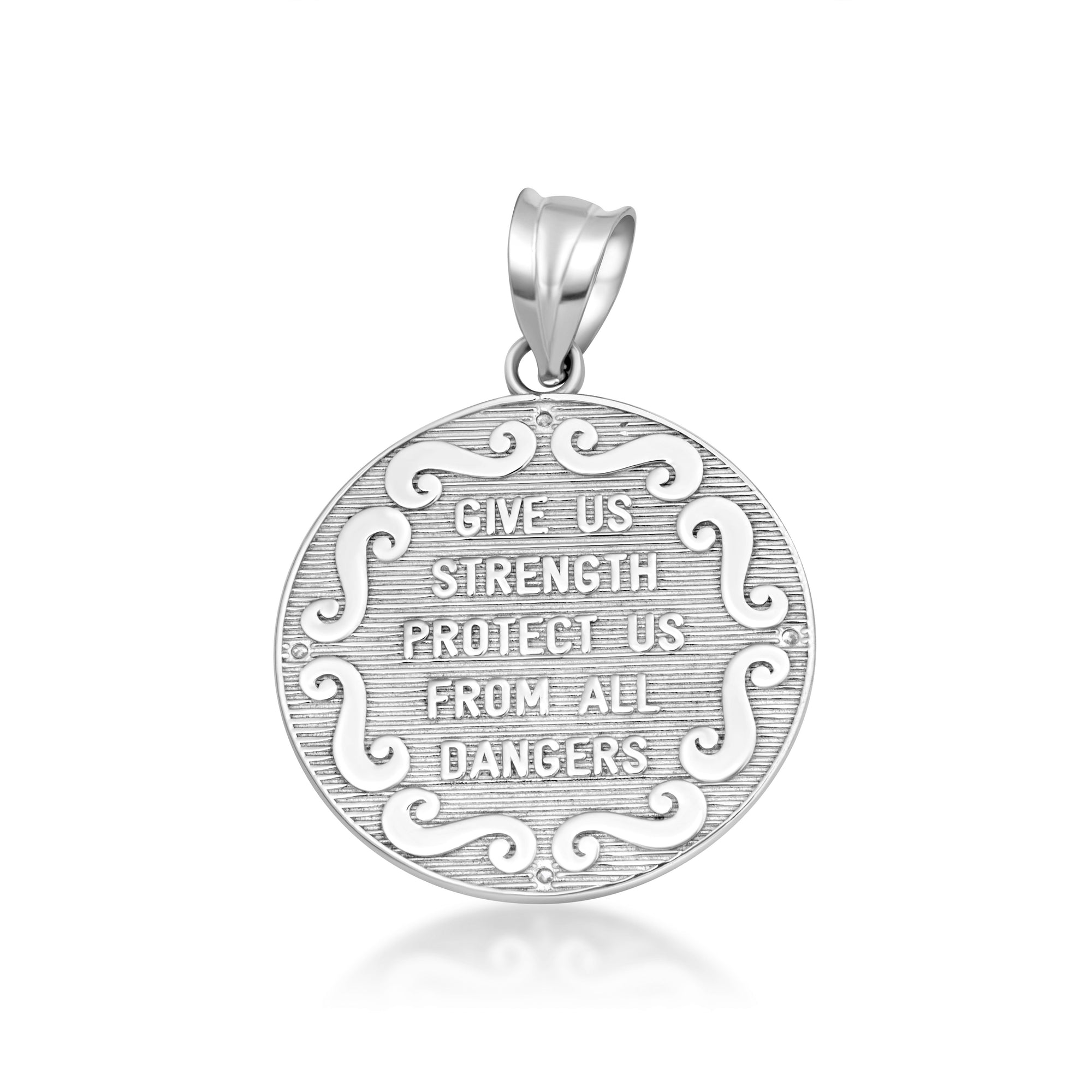 Gold Saint Michael Pendant Necklace with Diamonds, view 12