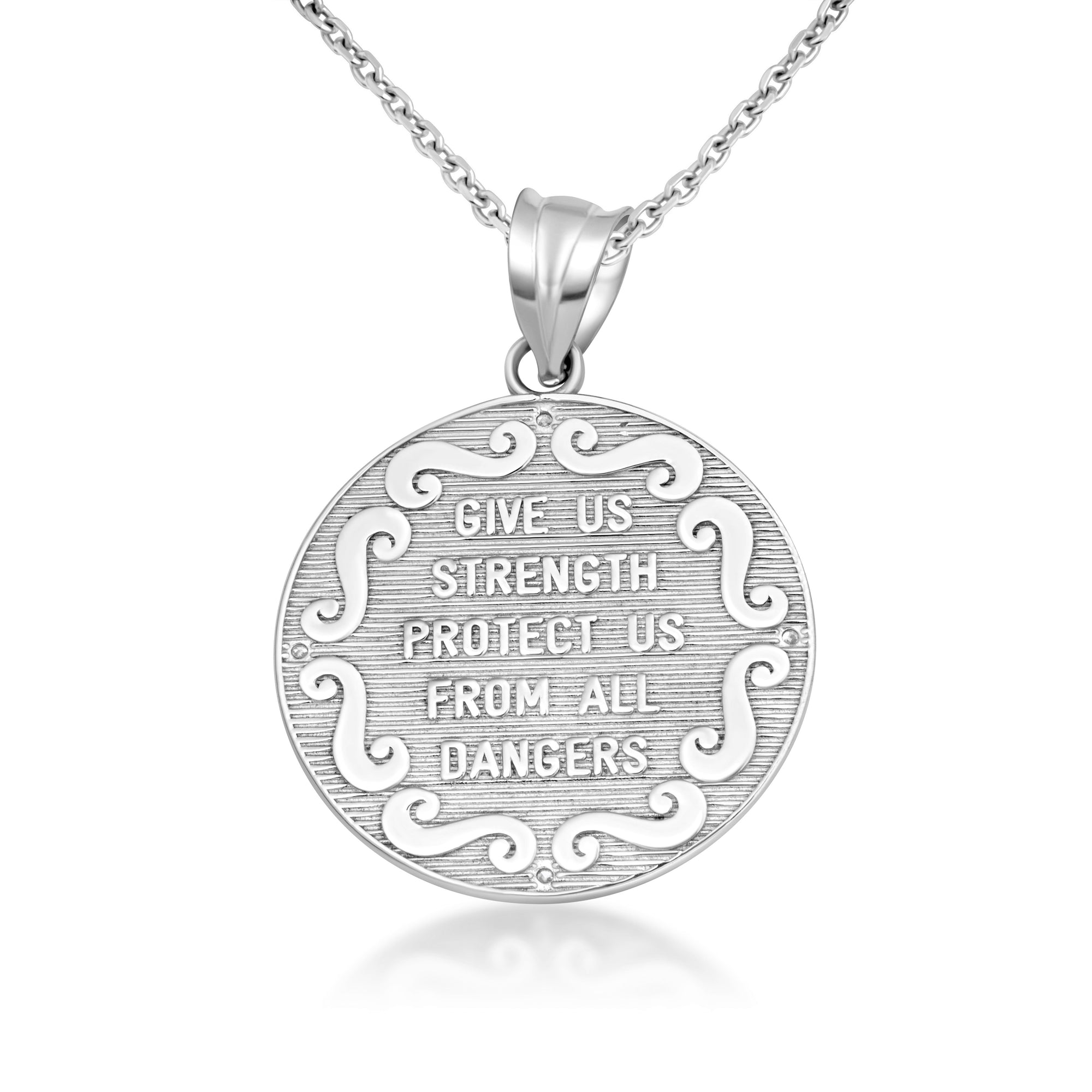 Gold Saint Michael Pendant Necklace with Diamonds, view 13