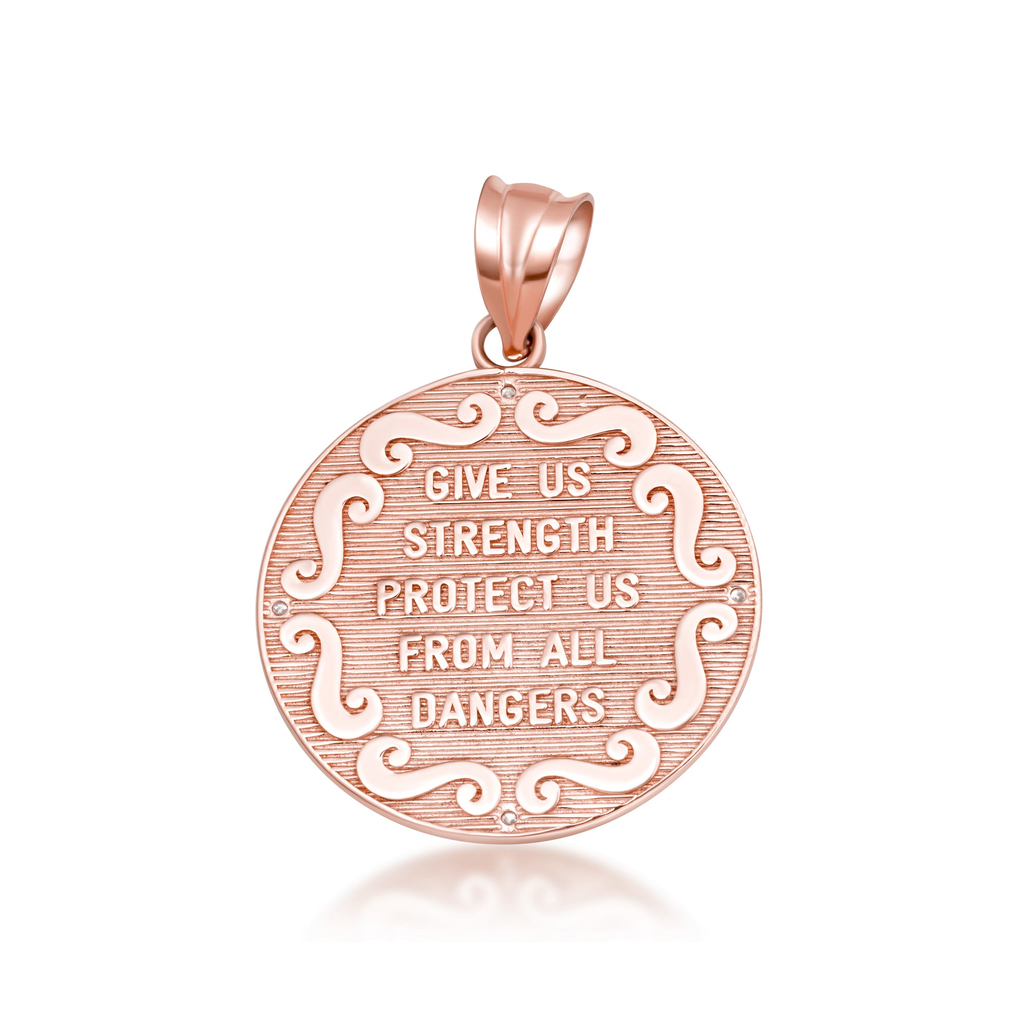 Gold Saint Michael Pendant Necklace with Diamonds, view 17