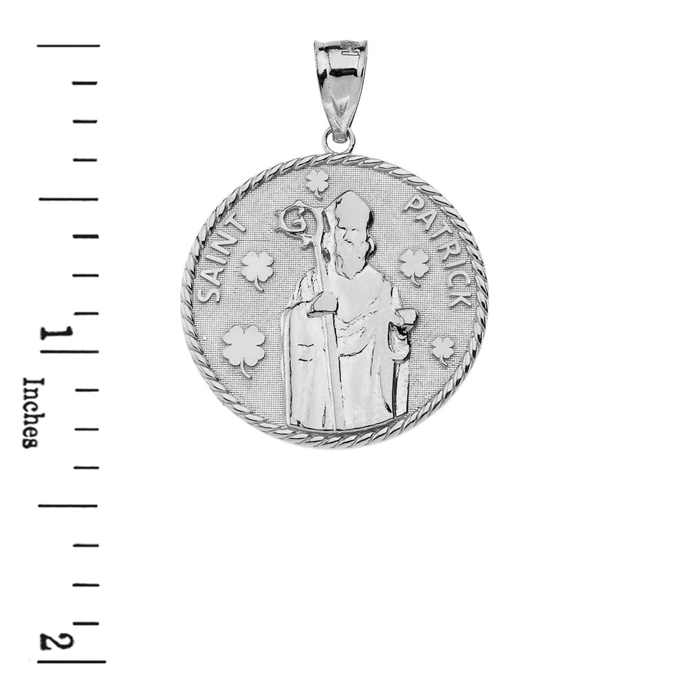 Gold Saint Patrick Clovers Medallion Pendant Necklace, view 9