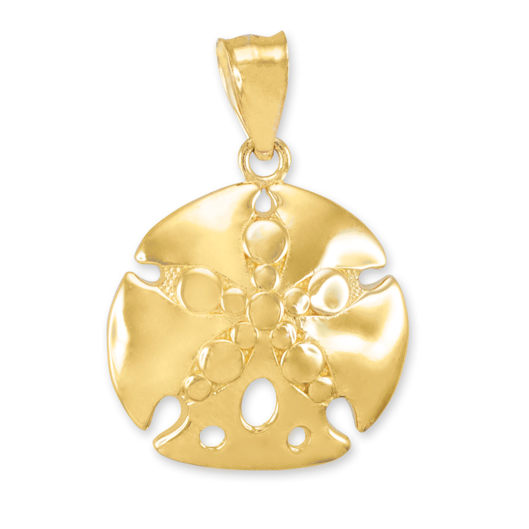 Gold Sand Dollar Pendant Necklace, view 2