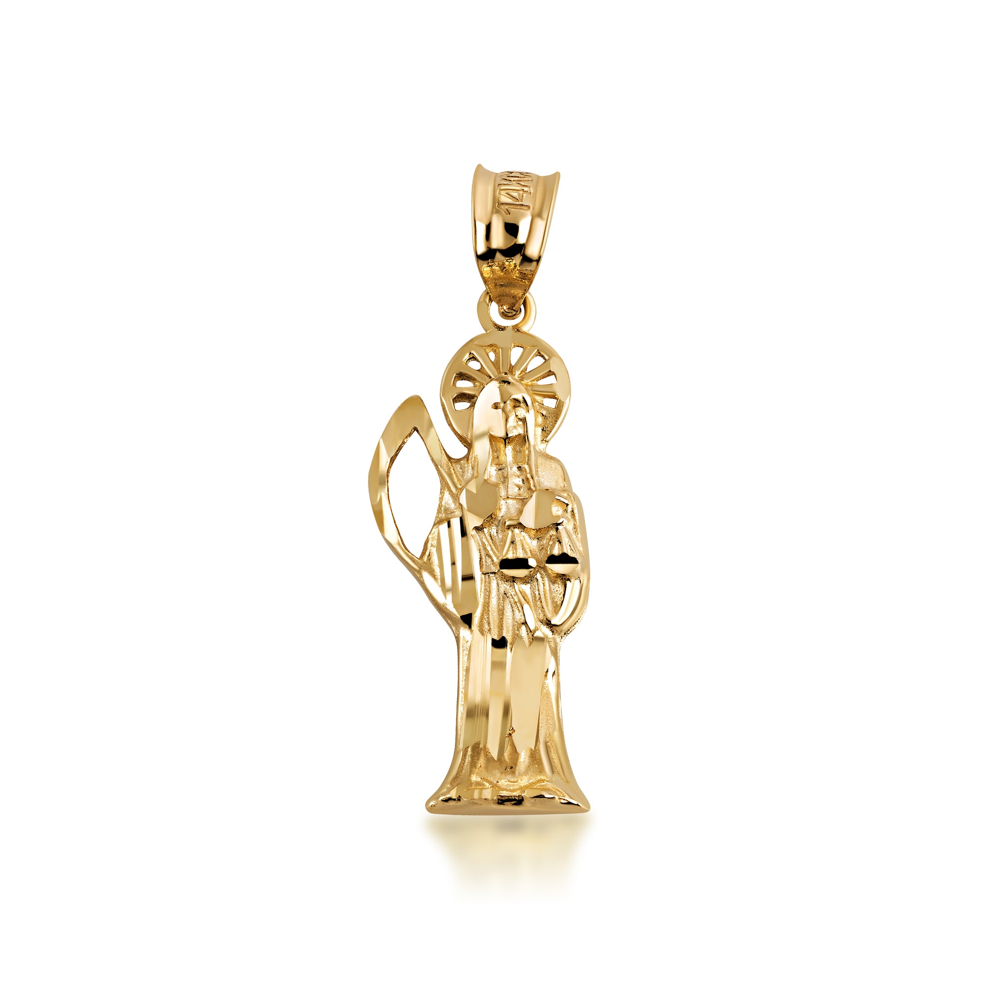 Gold Santa Muerte Catholic Necklace, view 4