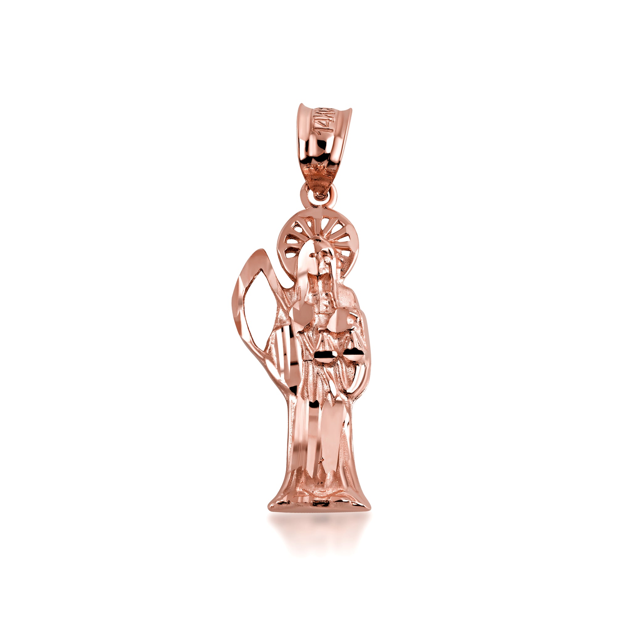 Gold Santa Muerte Catholic Necklace, view 6
