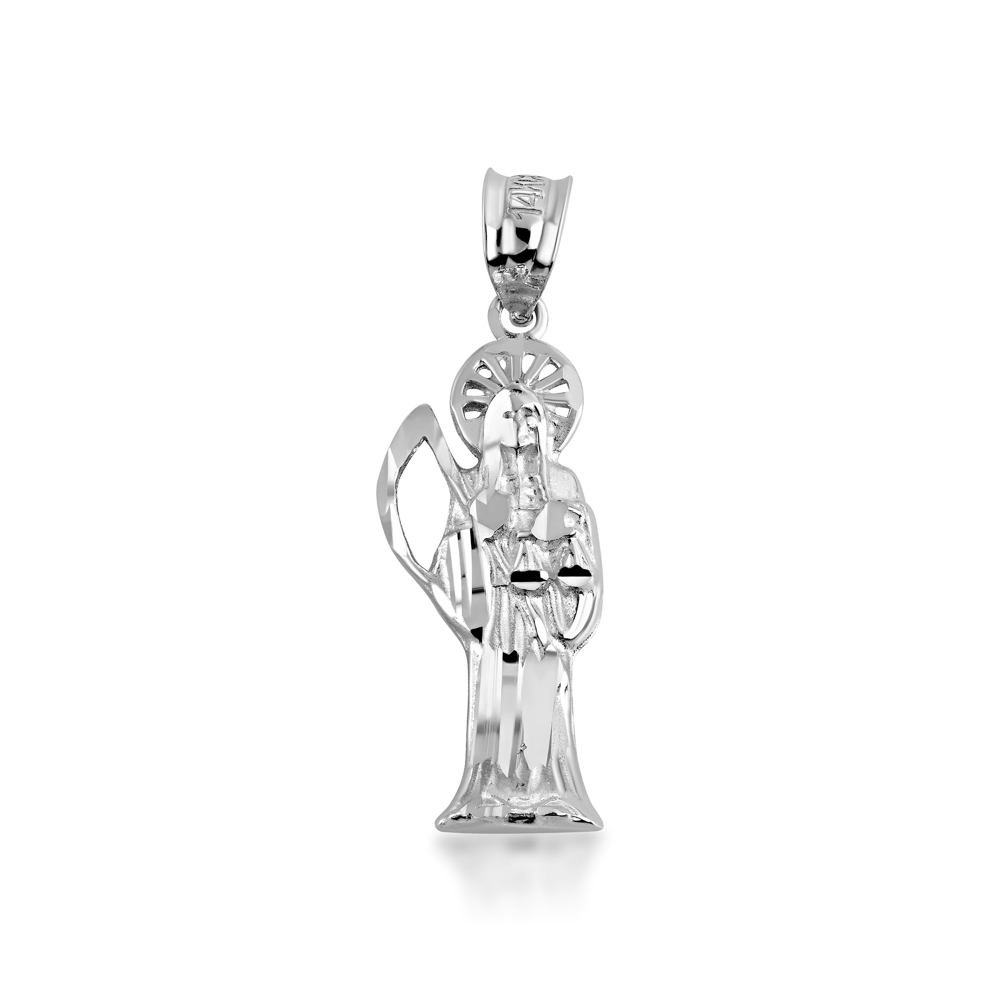 Gold Santa Muerte Catholic Necklace, view 8