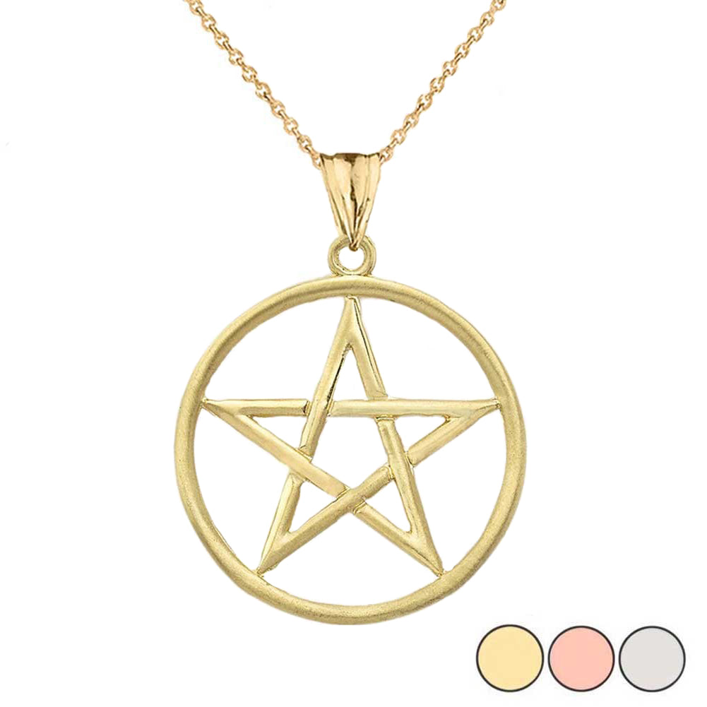 Gold Satin Finish Elegant Pentagram Pendant Necklace