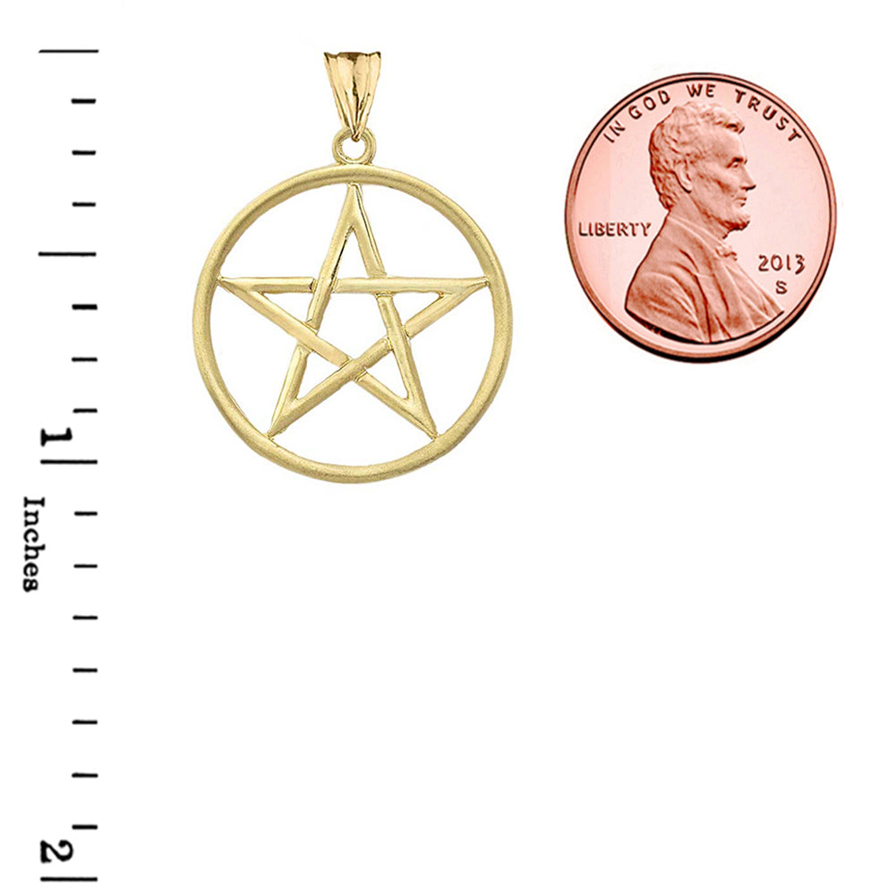 Gold Satin Finish Elegant Pentagram Pendant Necklace, view 3