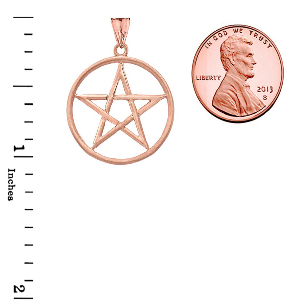 Gold Satin Finish Elegant Pentagram Pendant Necklace, view 6