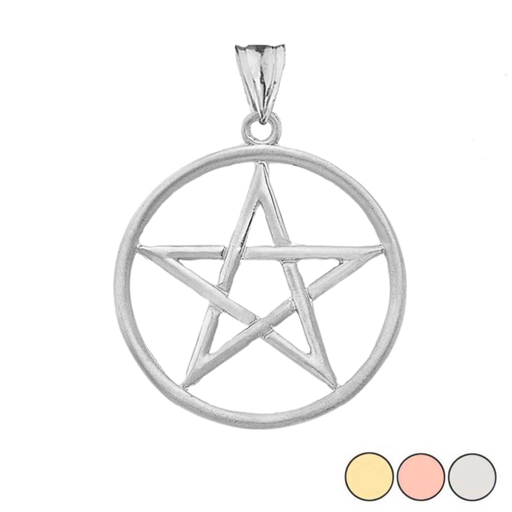 Gold Satin Finish Elegant Pentagram Pendant Necklace, view 8