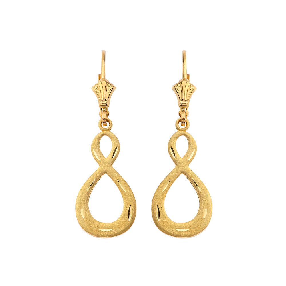 Gold Satin Finish Infinity Leverback Earrings