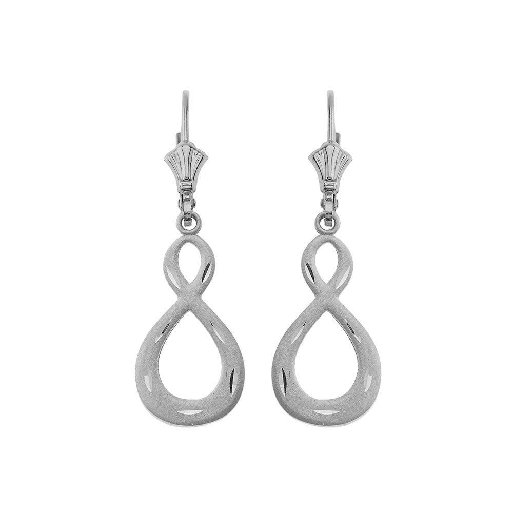 Gold Satin Finish Infinity Leverback Earrings, view 3
