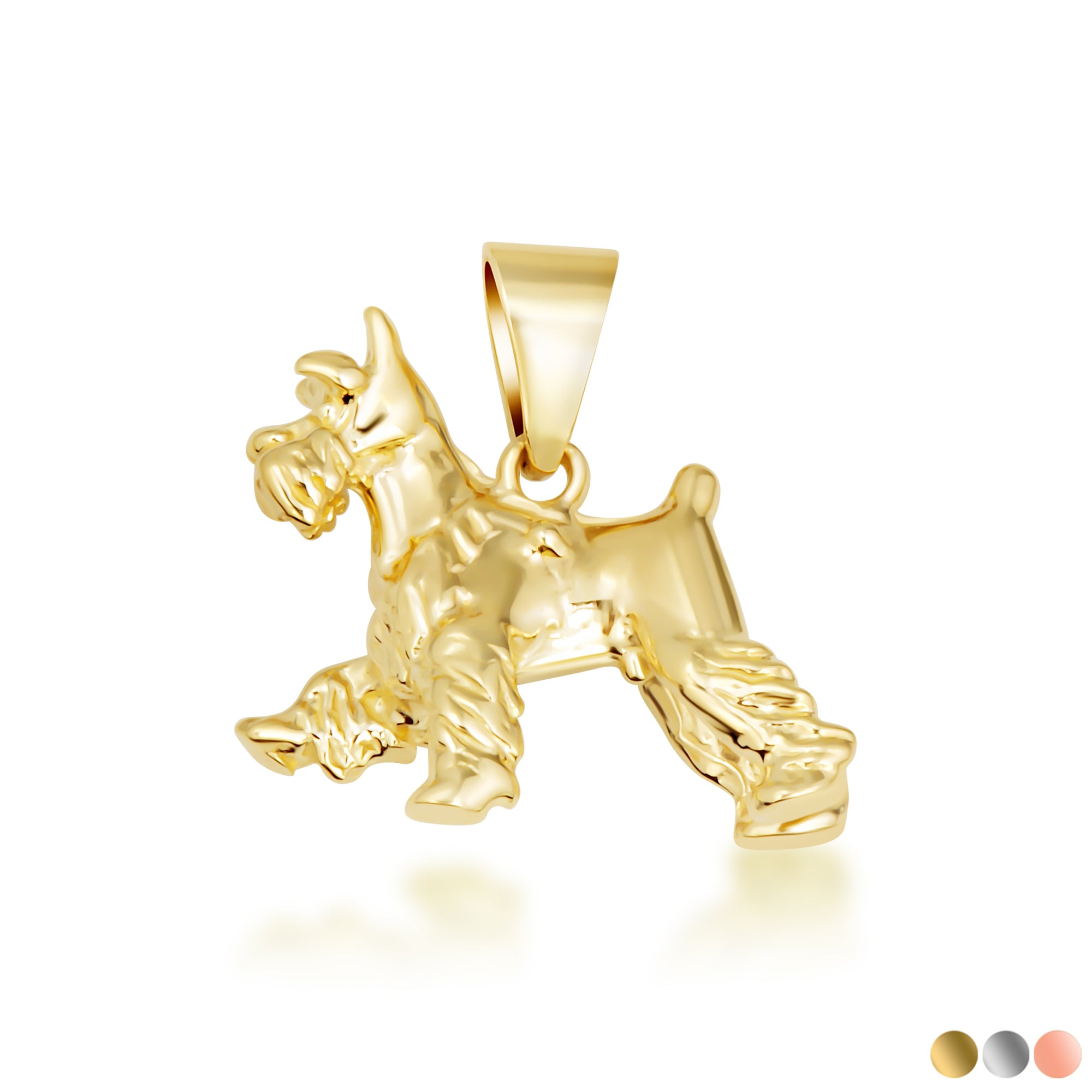 Gold Schnauzer Dog Necklace