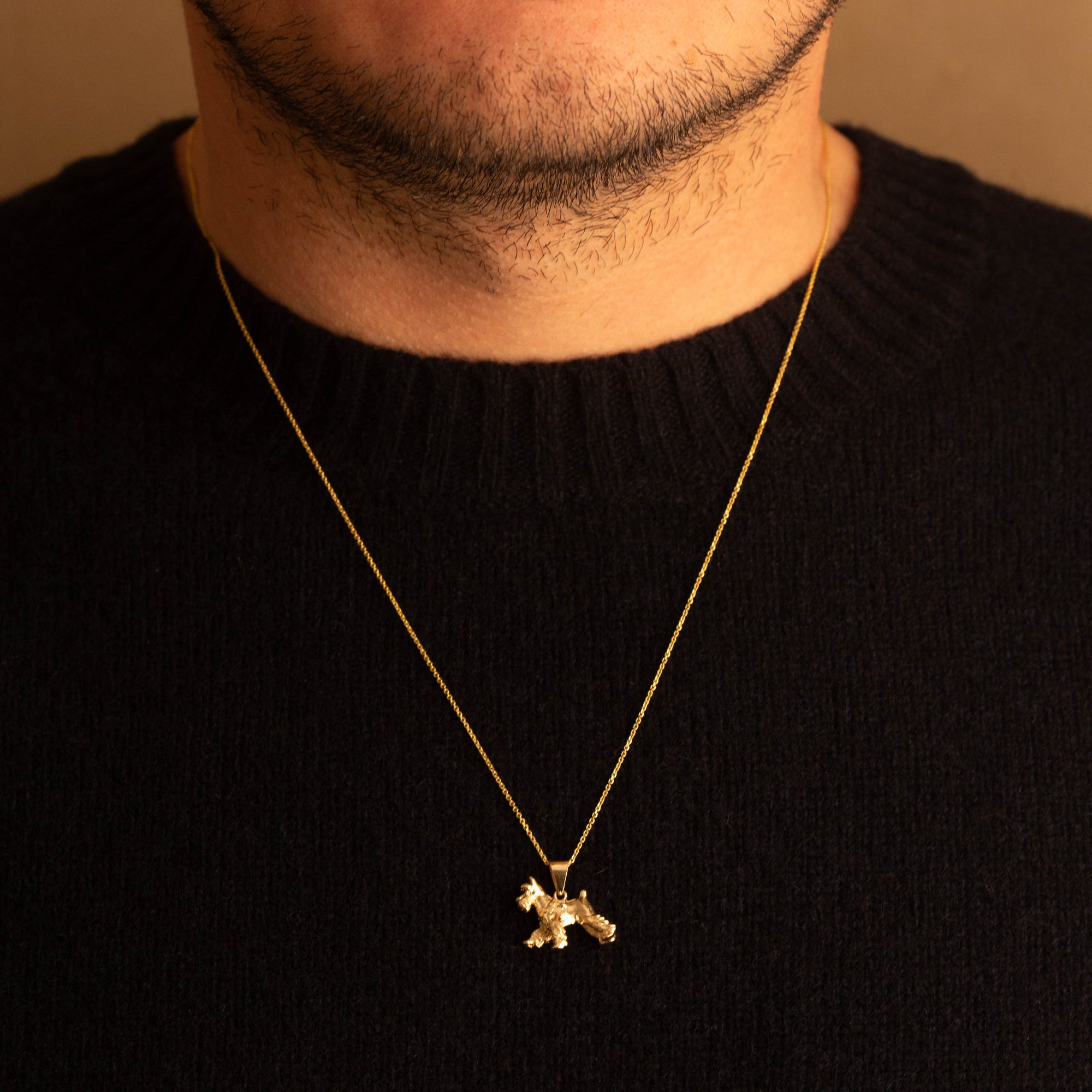 Gold Schnauzer Dog Necklace, view 3