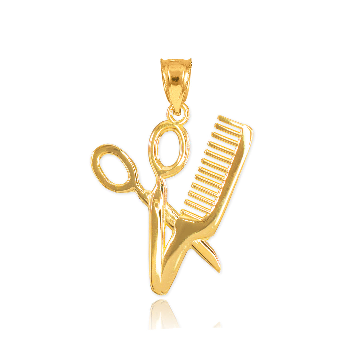 Gold Scissors and Comb Pendant Necklace, view 2