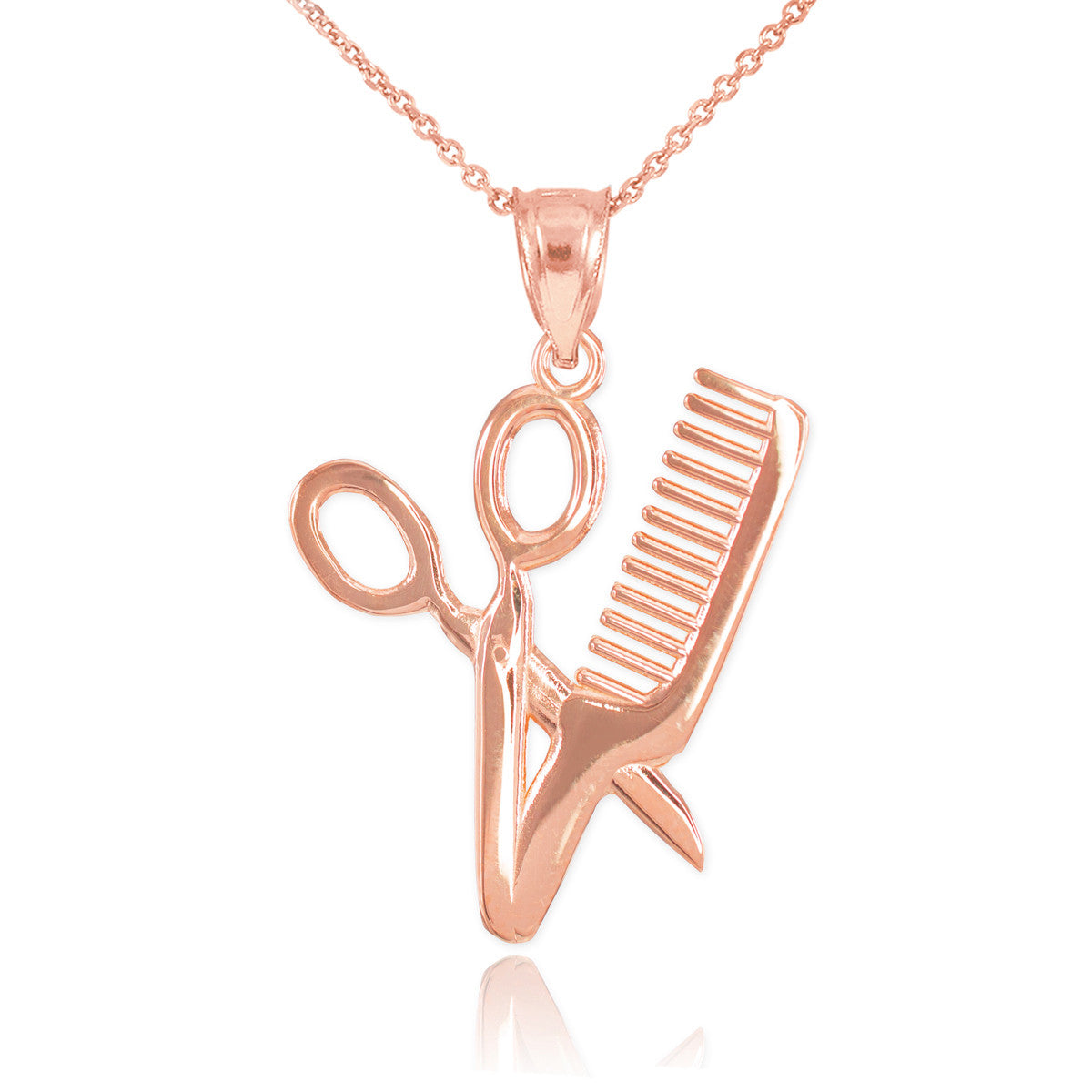Gold Scissors and Comb Pendant Necklace, view 3