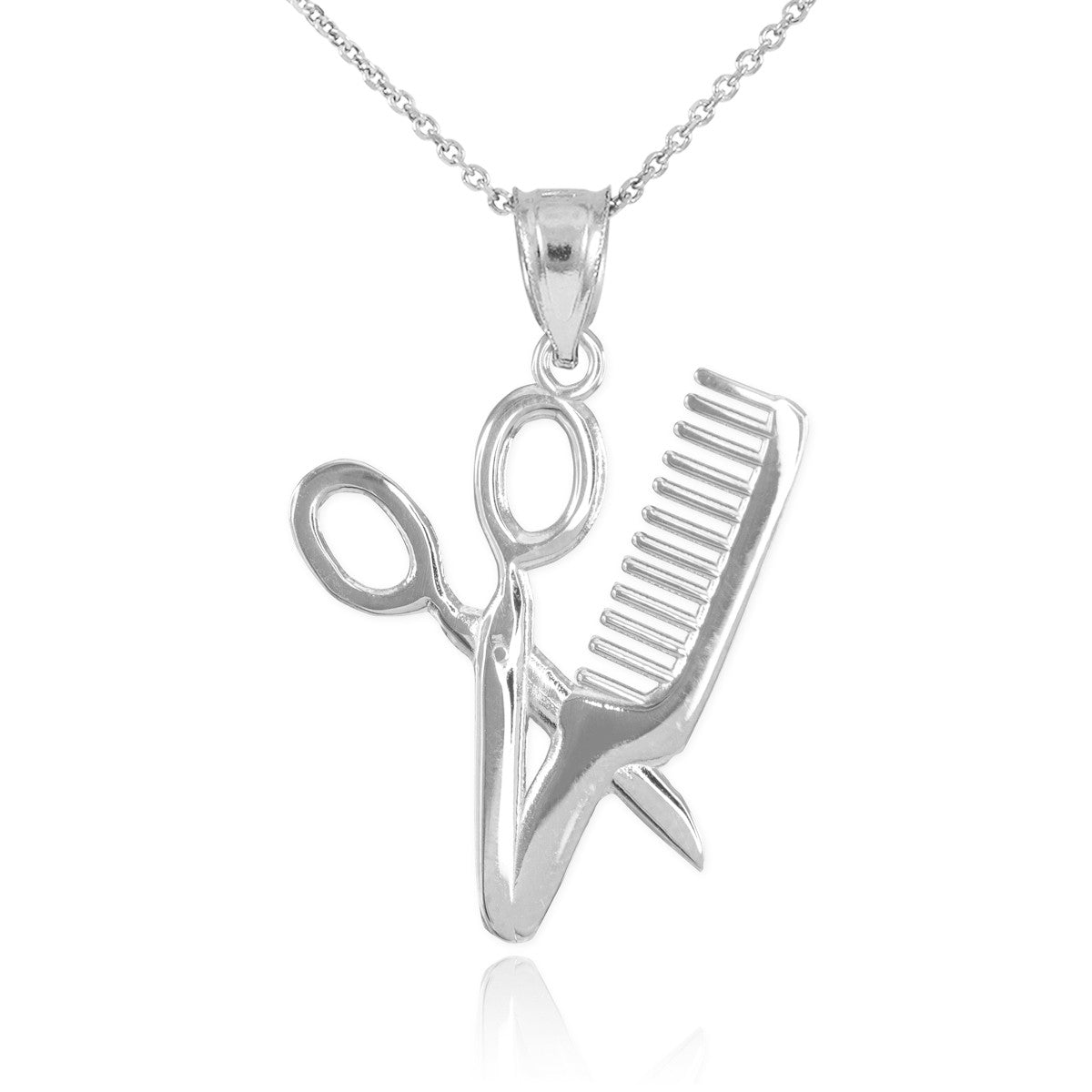 Gold Scissors and Comb Pendant Necklace, view 4