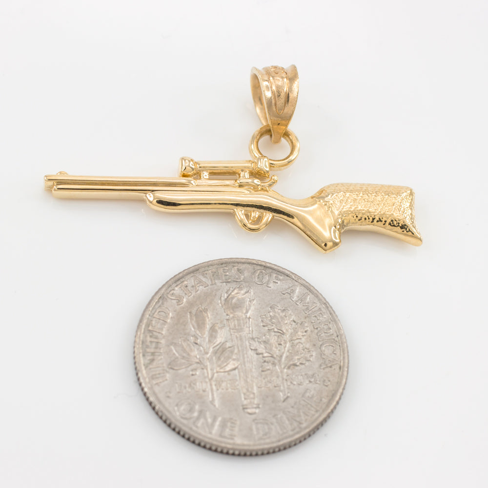 Gold Scope Sniper Rifle Pendant Necklace, view 2