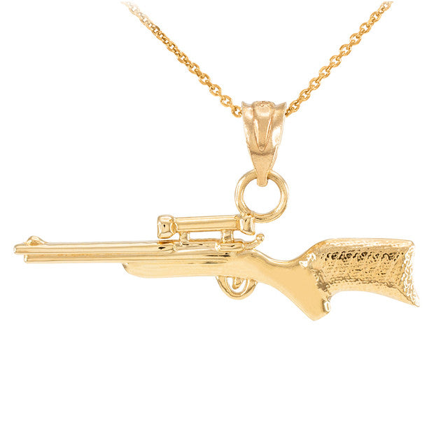 Gold Scope Sniper Rifle Pendant Necklace, view 5