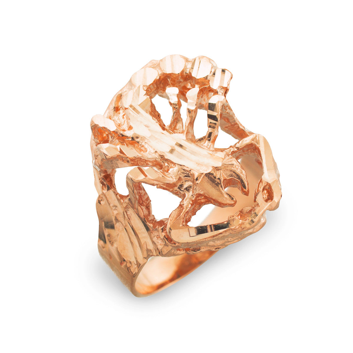 Gold Scorpion Diamond Cut Ring, view 3