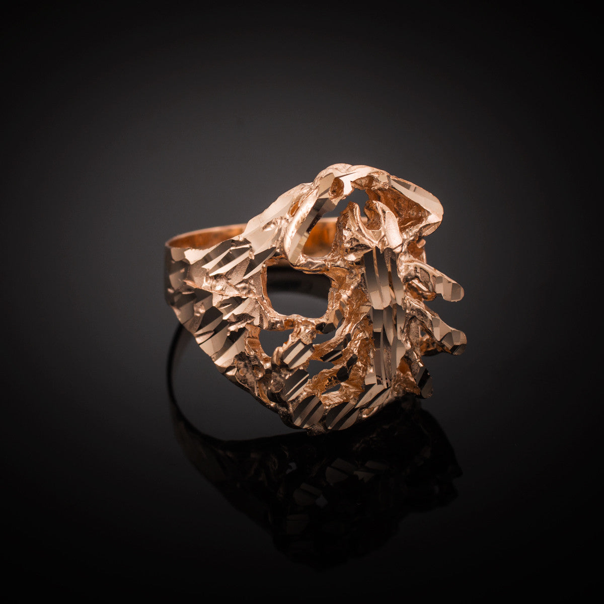 Gold Scorpion Diamond Cut Ring, view 4