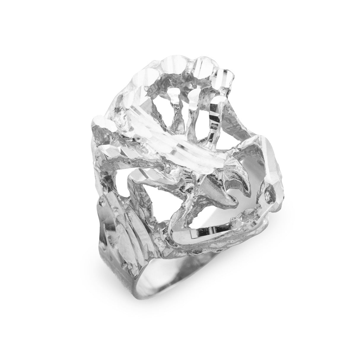 Gold Scorpion Diamond Cut Ring, view 5