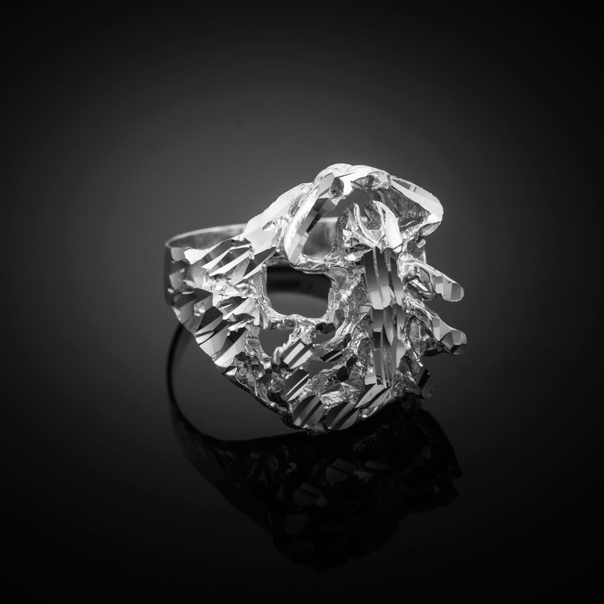 Gold Scorpion Diamond Cut Ring, view 6