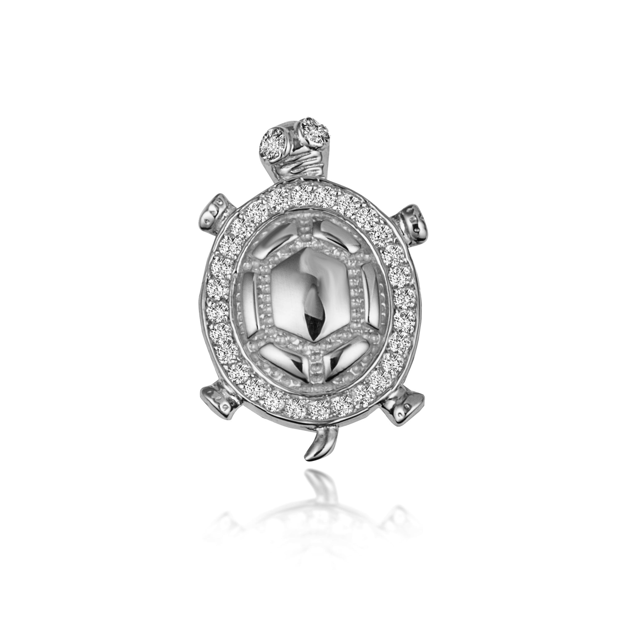Gold Sea Turtle Cubic Zirconia Studded Pendant Necklace, view 5
