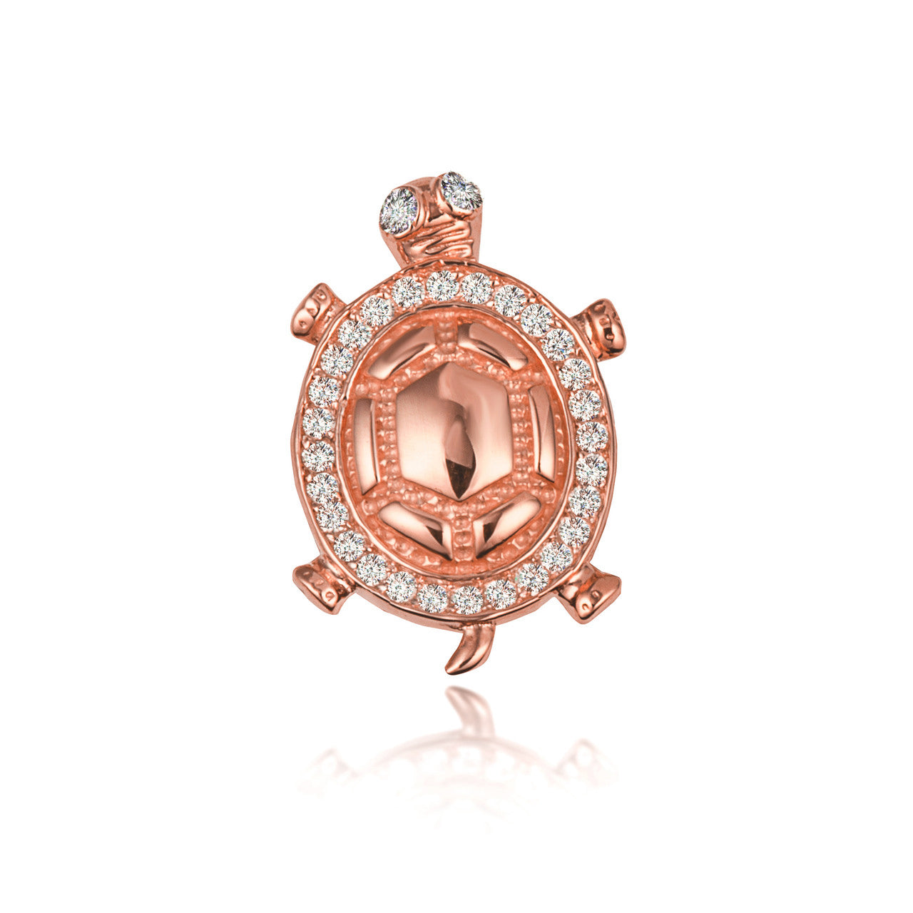 Gold Sea Turtle Cubic Zirconia Studded Pendant Necklace, view 8