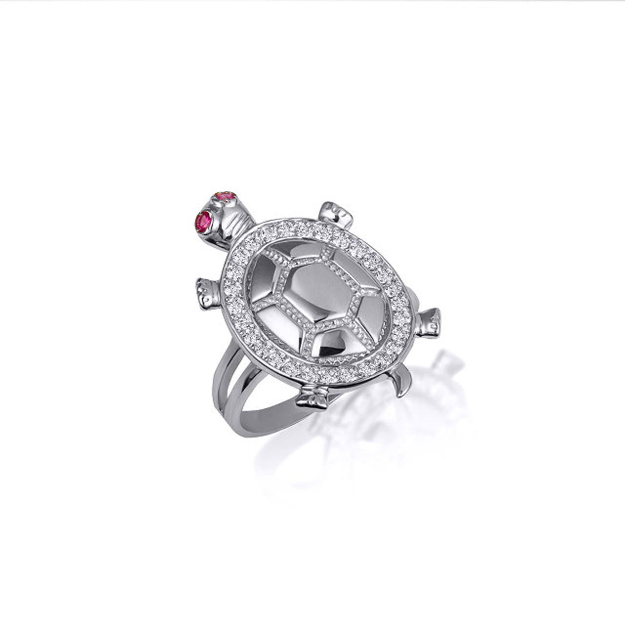 Gold Sea Turtle Cubic Zirconia Studded Ring 1.5 mm, view 4