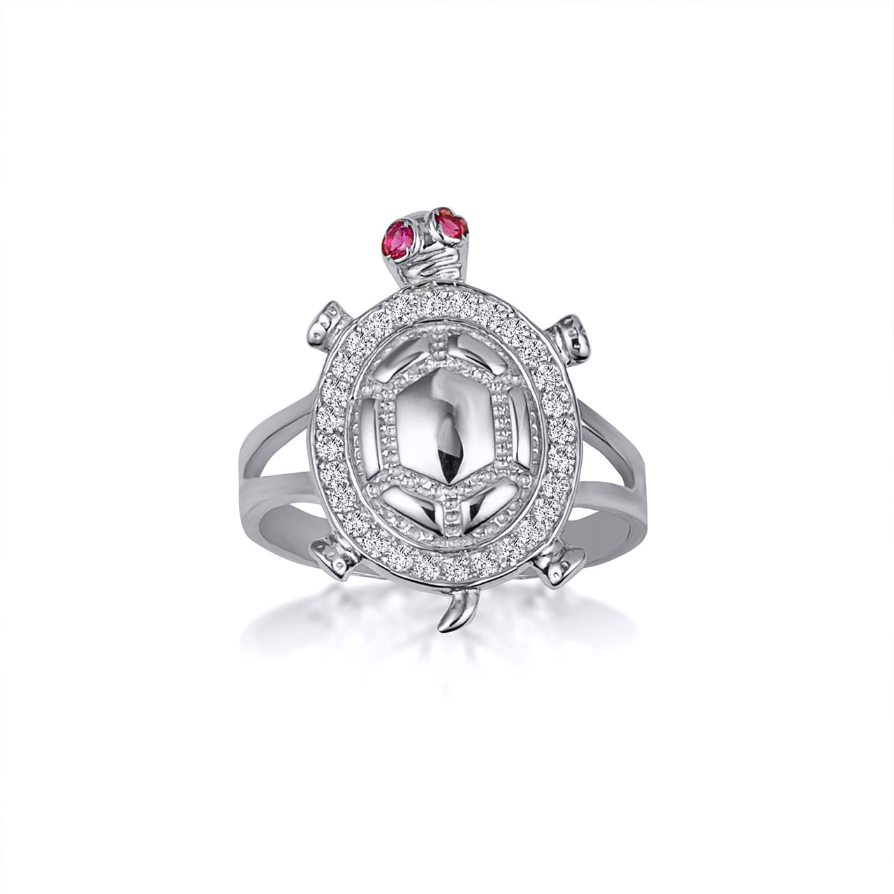 Gold Sea Turtle Cubic Zirconia Studded Ring 1 mm, view 4