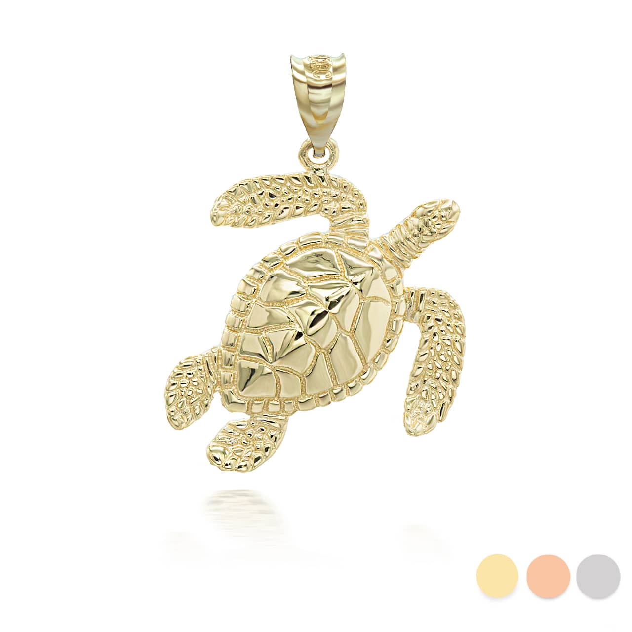 Gold Sea Turtle Ocean Pendant Necklace