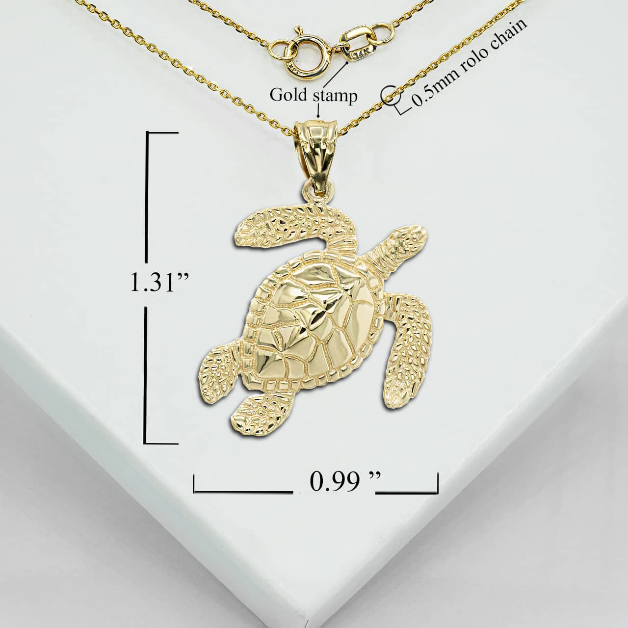 Gold Sea Turtle Ocean Pendant Necklace, view 4