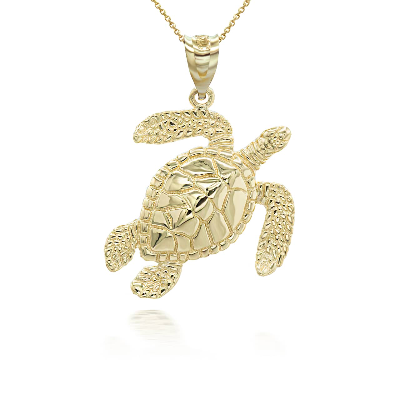 Gold Sea Turtle Ocean Pendant Necklace, view 5