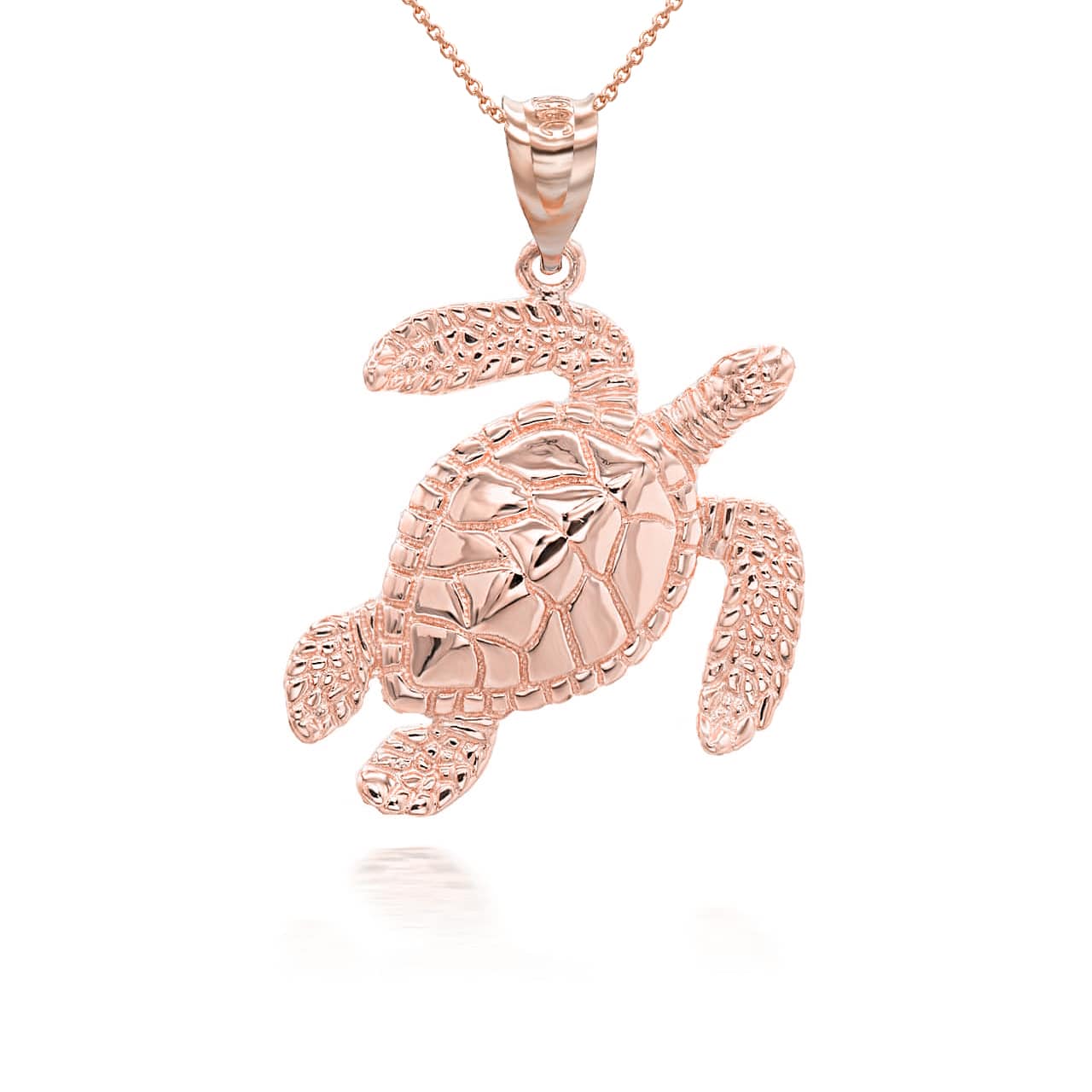 Gold Sea Turtle Ocean Pendant Necklace, view 6