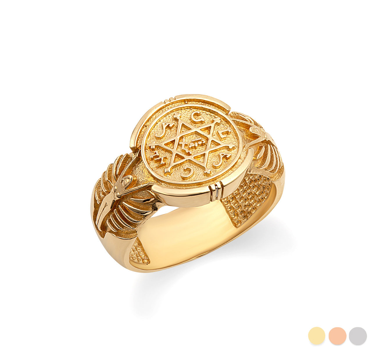 Gold Seal of King Solomon Jewish Star of David Signet Ring