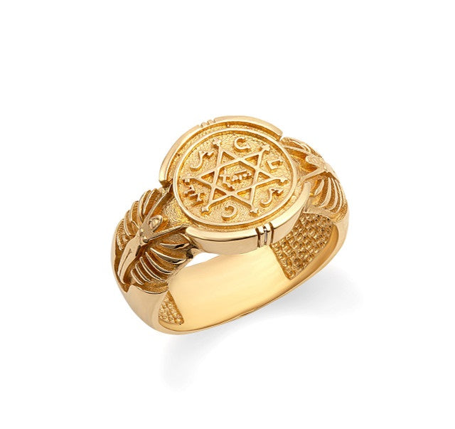 Gold Seal of King Solomon Jewish Star of David Signet Ring, view 5