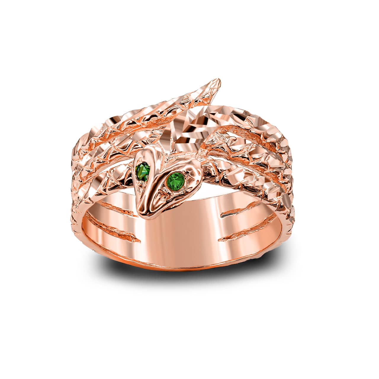Gold Serpent Snake Emerald Birthstone Ring, view 2