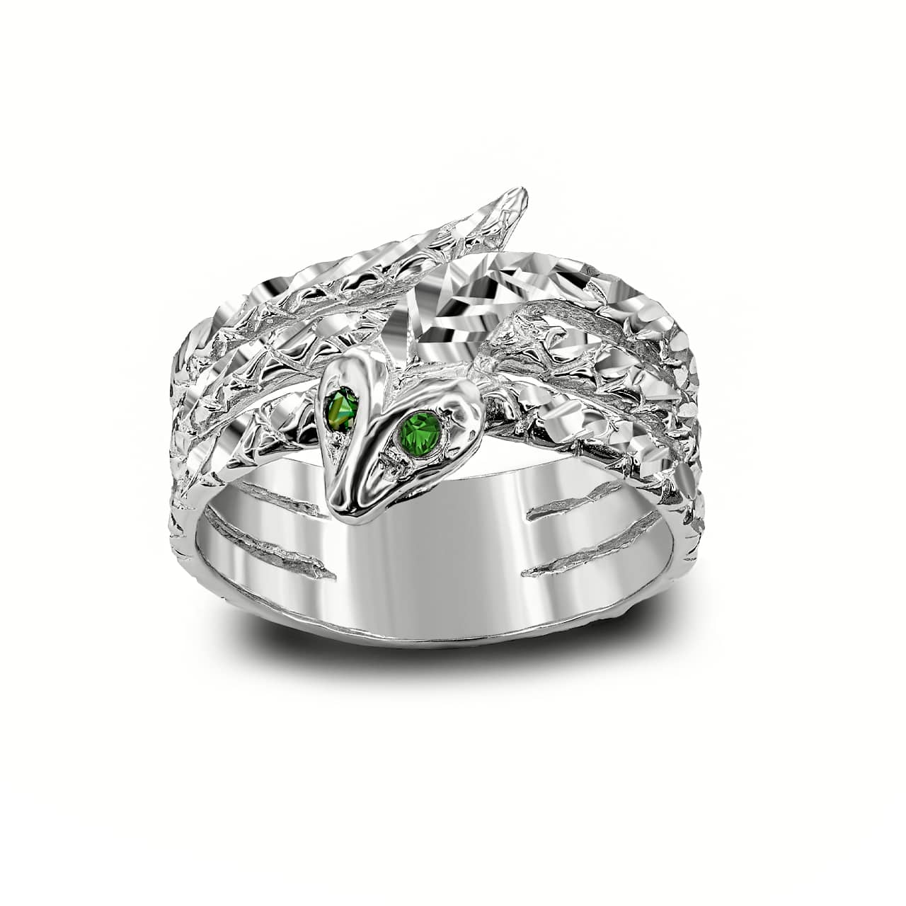 Gold Serpent Snake Emerald Birthstone Ring, view 3